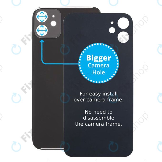 Apple iPhone 11 - Steklo zadnjega ohišja s povečano odprtino za kamero (Black)
