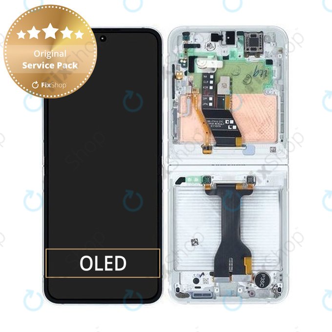 Samsung Galaxy Z Flip 6 F741B - LCD zaslon + steklo na dotik + okvir (White) - GH82-35014F Genuine Service Pack