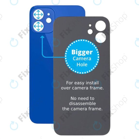 Apple iPhone 12 - Steklo zadnjega ohišja s povečano odprtino za kamero (Blue)