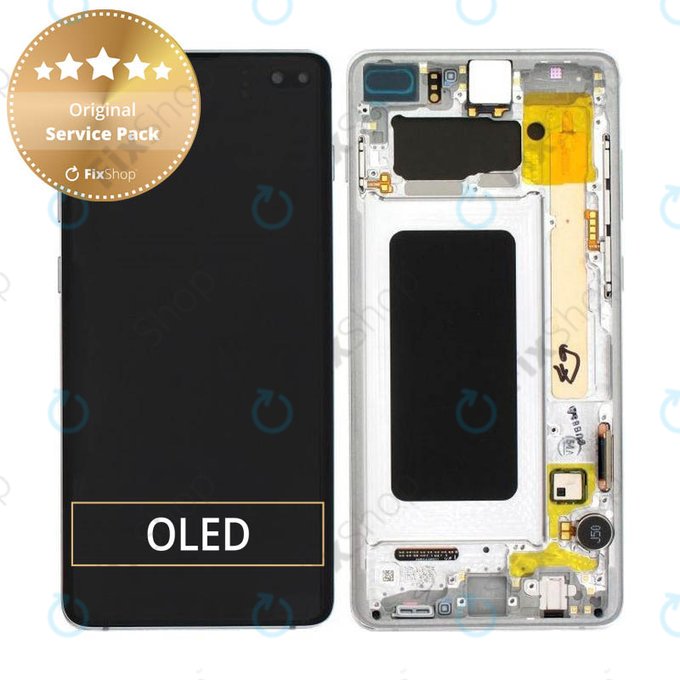 Samsung Galaxy S10 Plus G975F - LCD zaslon + steklo na dotik + okvir (Prism White) - GH82-18849B, GH82-18834G, GH82-18849G, GH82-18834B Genuine Service Pack