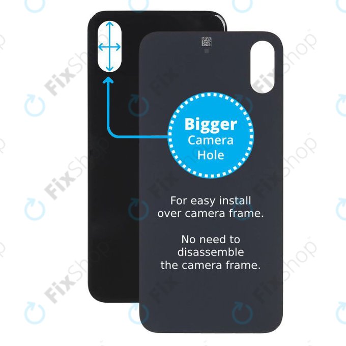 Apple iPhone X - steklo zadnjega ohišja s povečano odprtino za kamero (Space Gray)