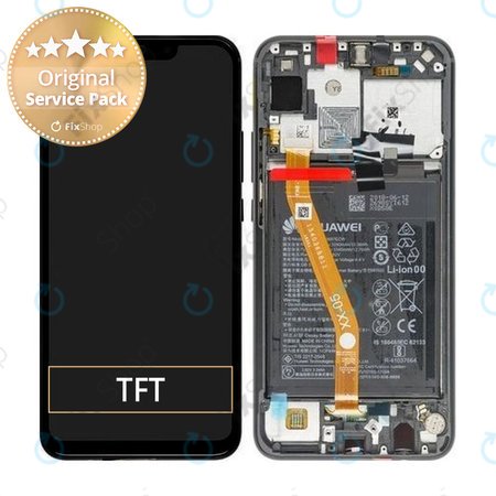 Huawei P Smart Plus (Nova 3i) - LCD zaslon + steklo na dotik + okvir + baterija (Black) - 02352BUE Genuine Service Pack