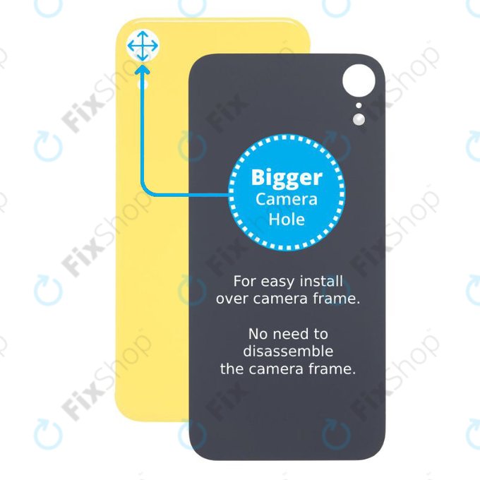 Apple iPhone XR - Steklo zadnjega ohišja s povečano odprtino za kamero (Yellow)