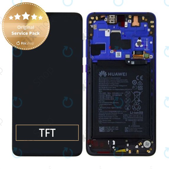 Huawei Mate 20 - LCD zaslon + steklo na dotik + okvir + baterija (Twilight) - 02352FRA Genuine Service Pack