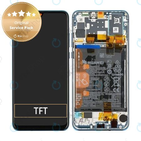 Huawei P30 Lite (2020) - LCD zaslon + steklo na dotik + okvir + baterija (Peacock Blue) - 02352PJP Genuine Service Pack