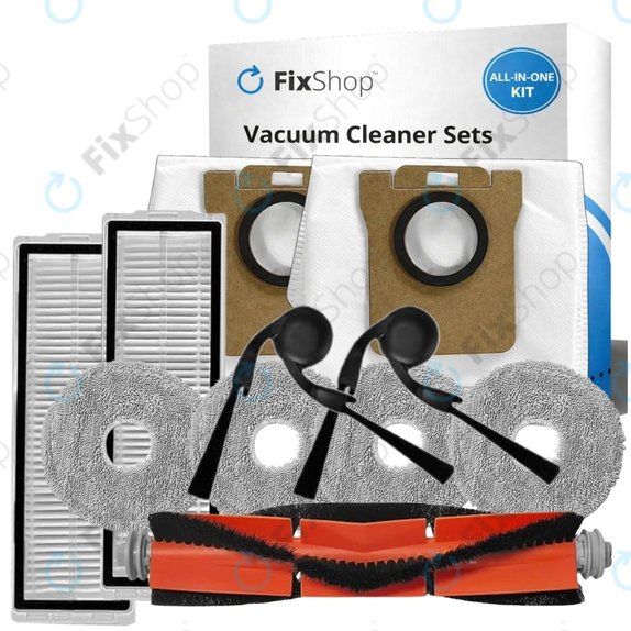 Komplet nadomestnih delov za Xiaomi Robot Vacuum 5, 5 Pro (1x Glavna krtača, 2x Filter, 2x Stranska krtača, 4x Krpa za brisanje, 2x Vrečka za prah)