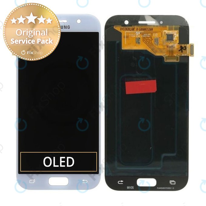 Samsung Galaxy A5 A520F (2017) - LCD zaslon + steklo na dotik (Blue Haze) - GH97-19733C, GH97-20135C Genuine Service Pack