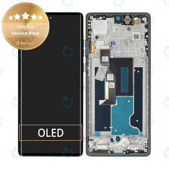 Motorola Edge 50 Fusion - LCD zaslon + steklo na dotik + okvir (Forest Blue) - 5D68C24633 Genuine Service Pack