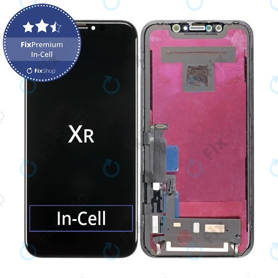 Zaslon In-Cell za iPhone XR, Steklo na dotik z okvirjem, FixPremium