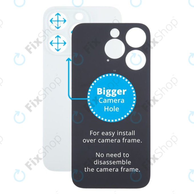 Apple iPhone 15 Pro - Steklo zadnjega ohišja s povečano luknjo za kamero (White Titanium)