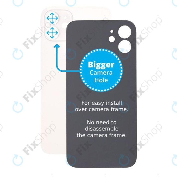 Apple iPhone 12 - Steklo zadnjega ohišja s povečano odprtino za kamero (White)