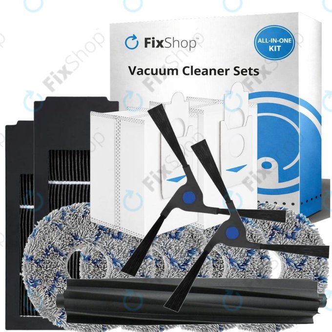 Komplet nadomestnih delov za Ecovacs Deebot X2 Omni (1x Glavna krtača, 2x Filter, 2x Stranska krtača, 4x Krpa za brisanje, 2x Vrečka za prah)