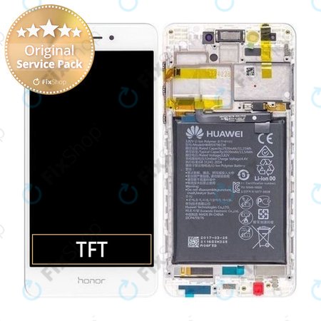 Huawei Nova Smart, Enjoy 6s, Honor 6c - LCD zaslon + steklo na dotik + okvir + baterija (White) - 02351FUU Genuine Service Pack