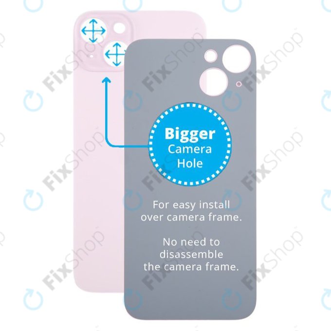 Apple iPhone 15 Plus - Steklo zadnjega ohišja s povečano luknjo za kamero (Pink)