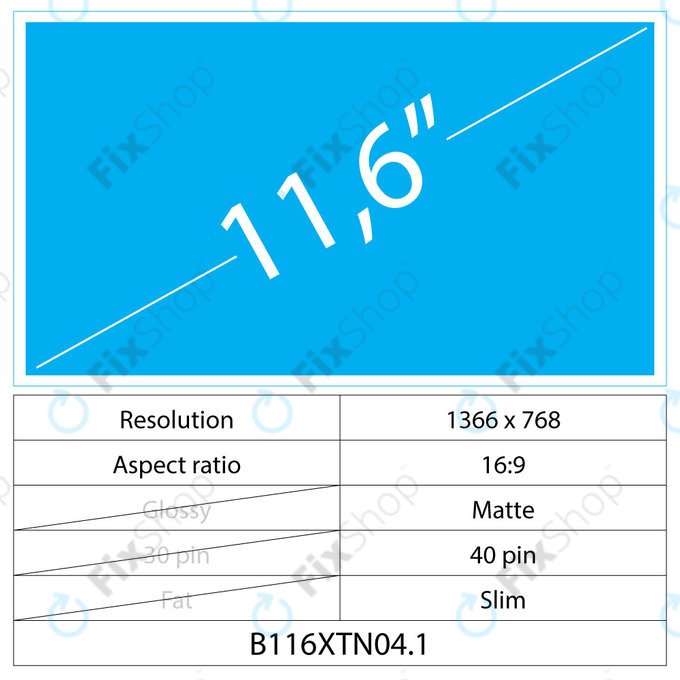 11.6 LCD Slim mat 40 pin HD