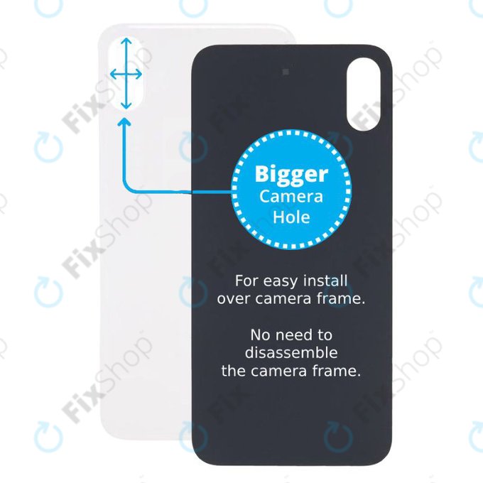 Apple iPhone X - Steklo zadnjega ohišja s povečano odprtino za kamero (Silver)