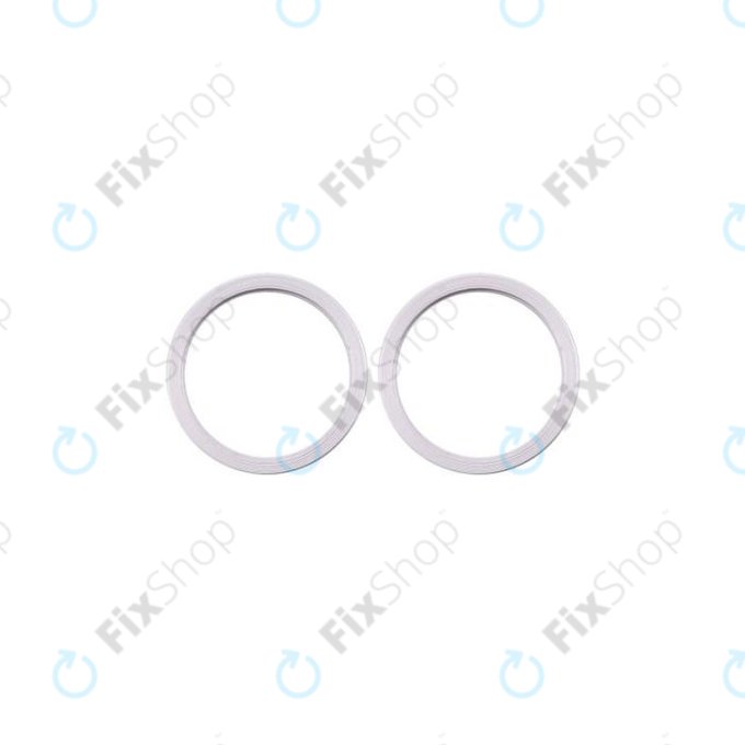 Apple iPhone 11, 12, 12 Mini - Stekleni okvir zadnje kamere (White) - 2 kosa