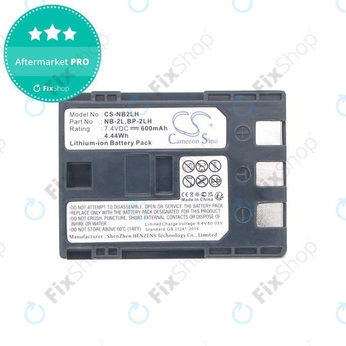 Baterija za Canon EOS 350D, 400D, PowerShot S30, S60, S80, 600mAh, Li-Ion, 7.4V, NB-2LH, HQ