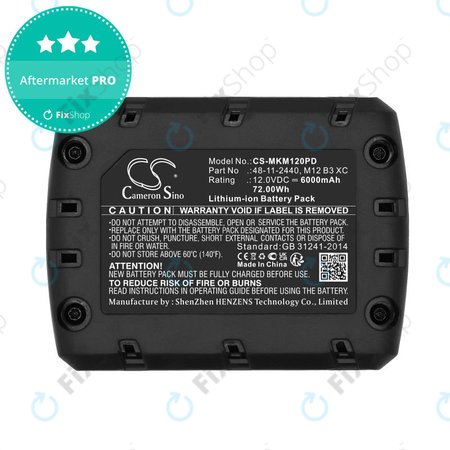 Baterija za Milwaukee M12 Redlithium XC 4.0, 6000mAh, Li-Ion, 12V, M12 B3 XC, M12 B4 XC, HQ