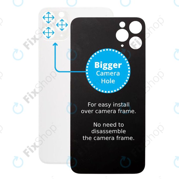 Apple iPhone 11 Pro - Steklo zadnjega ohišja s povečano odprtino za kamero (Silver)