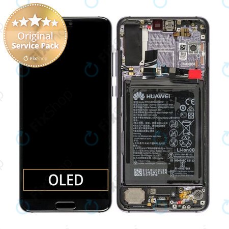 Huawei P20 Pro CLT-L29, CLT-L09 - LCD zaslon + steklo na dotik + okvir + baterija (Twilight) - 02351WTU Genuine Service Pack