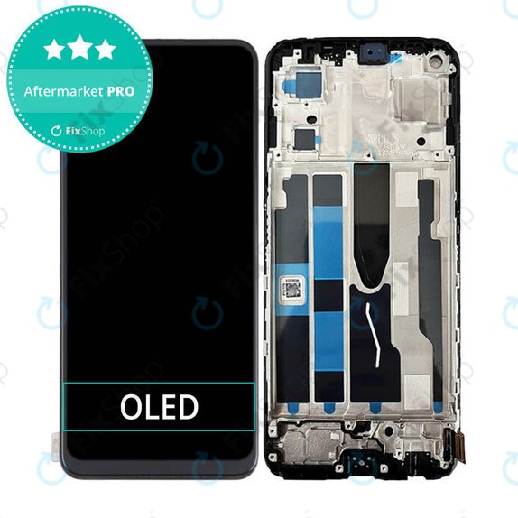 Oppo Reno 7 5G - LCD zaslon + steklo na dotik + okvir (Stary Black) OLED
