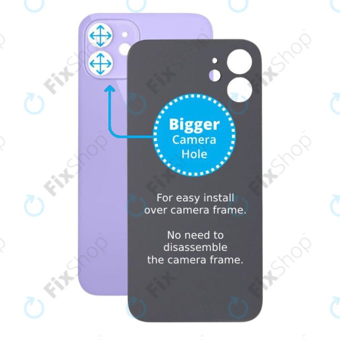 Apple iPhone 12 - Steklo zadnjega ohišja s povečano odprtino za kamero (Purple)