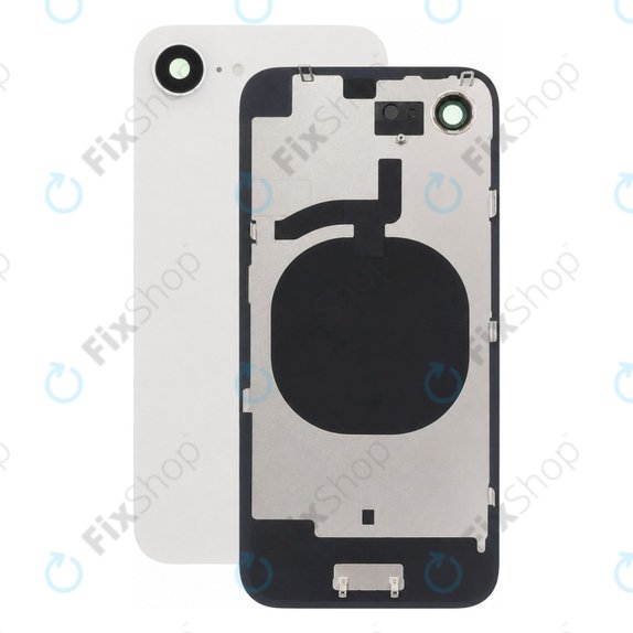 Apple iPhone 16e - Steklo zadnjega ohišja + Leča kamere + Kovinska plošča (White)
