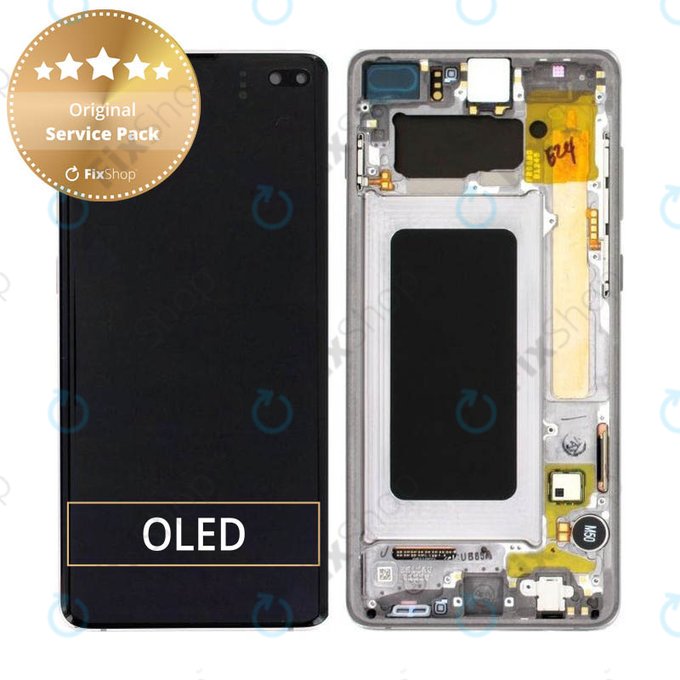Samsung Galaxy S10 Plus G975F - LCD zaslon + steklo na dotik + okvir (Prism Black) - GH82-18849A, GH82-18857A, GH82-18834A Genuine Service Pack