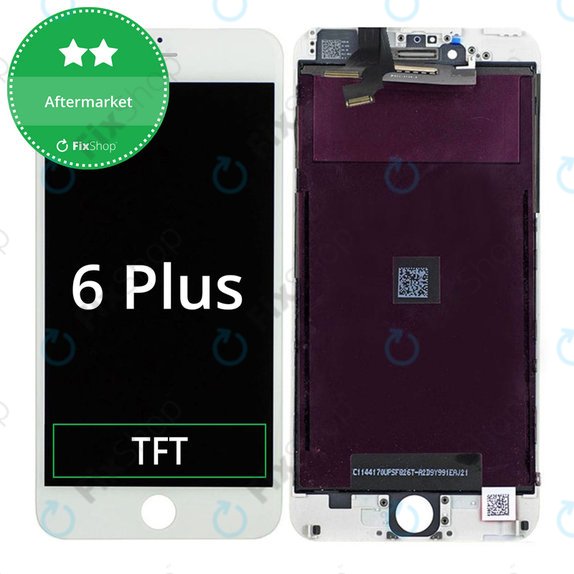 Zaslon za iPhone 6 Plus, White, Steklo na dotik z okvirjem