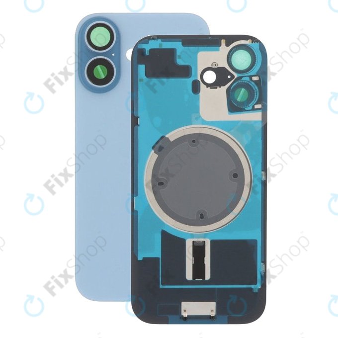 Apple iPhone 17 - Steklo zadnjega ohišja + Leča kamere + Kovinska plošča + Magsafe magnet (Mist Blue)