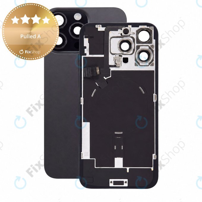 Steklo zadnjega ohišja za iPhone 16 Pro Max, Black Titanium, Pulled A