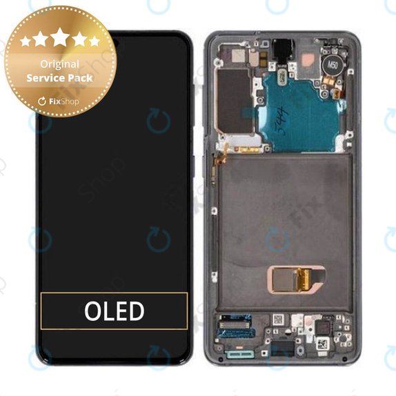 Samsung Galaxy S21 G991B - LCD zaslon + steklo na dotik + okvir (Phantom Gray) - GH82-24544A, GH82-24545A Genuine Service Pack