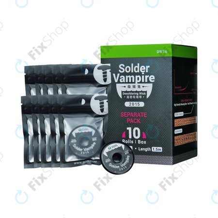 Pletenica za odstranjevanje spajke, Solder Vampire, 2UUL DW16, posamično pakirana, 10 kolutov/škatla