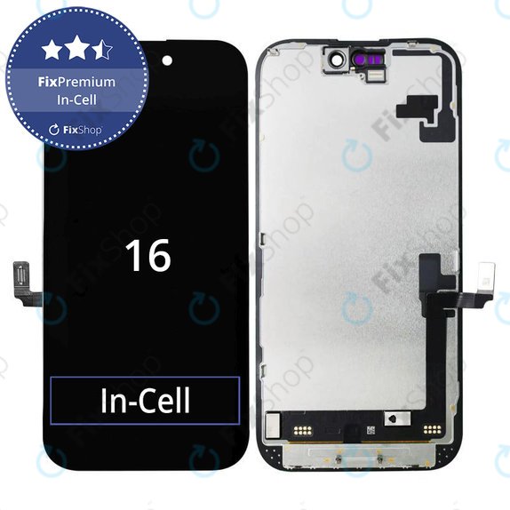 Zaslon In-Cell FHD za iPhone 16, Steklo na dotik z okvirjem, FixPremium