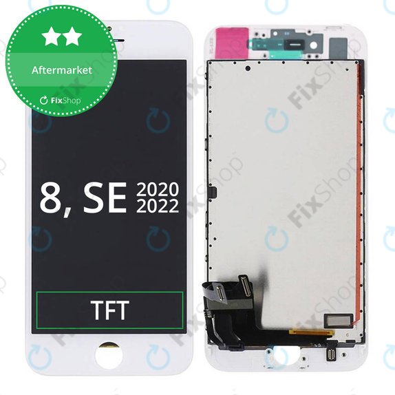 Zaslon za iPhone 8, SE (2020), SE (2022), White, Steklo na dotik z okvirjem