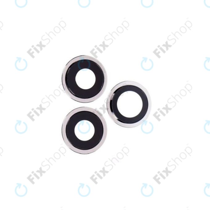 Apple iPhone 12 Pro - Steklo zadnje kamere z okvirjem (Silver) - 3 kosi