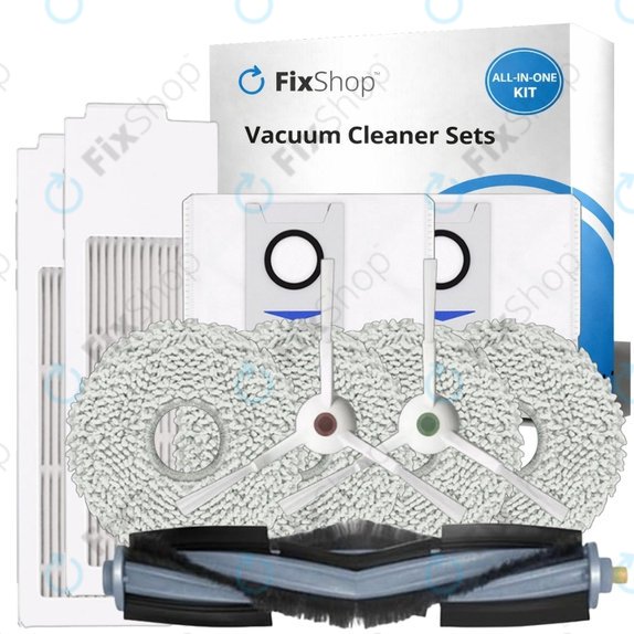 Komplet nadomestnih delov za Ecovacs T20, T20 Max, T20 Pro (1x Glavna krtača, 2x Filter, 2x Stranska krtača – bela, 4x Krpa za brisanje, 2x Vrečka za prah)