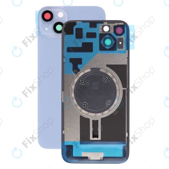 Apple iPhone 14 Plus - Steklo zadnjega ohišja + Leča kamere + Kovinska plošča + Magsafe magnet (Blue)