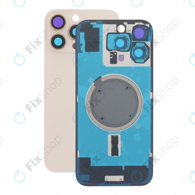 Apple iPhone 16 Pro Max - Steklo zadnjega ohišja + Leča kamere + Kovinska plošča + Magsafe magnet (Desert Titanium)