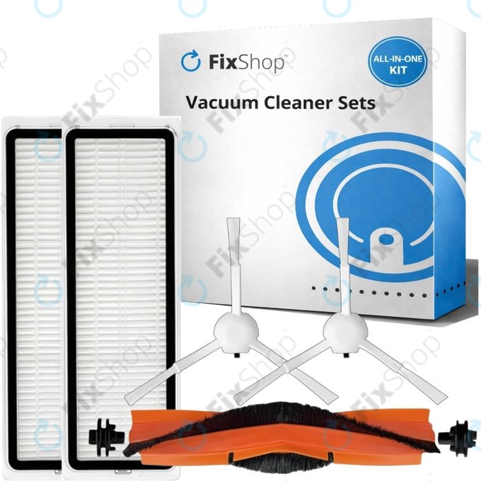 Komplet nadomestnih delov za Xiaomi Mi Robot Vacuum S20+, S10+, X20+, X10+ (1x Glavna krtača, 2x Filter, 2x Stranska krtača – bela)