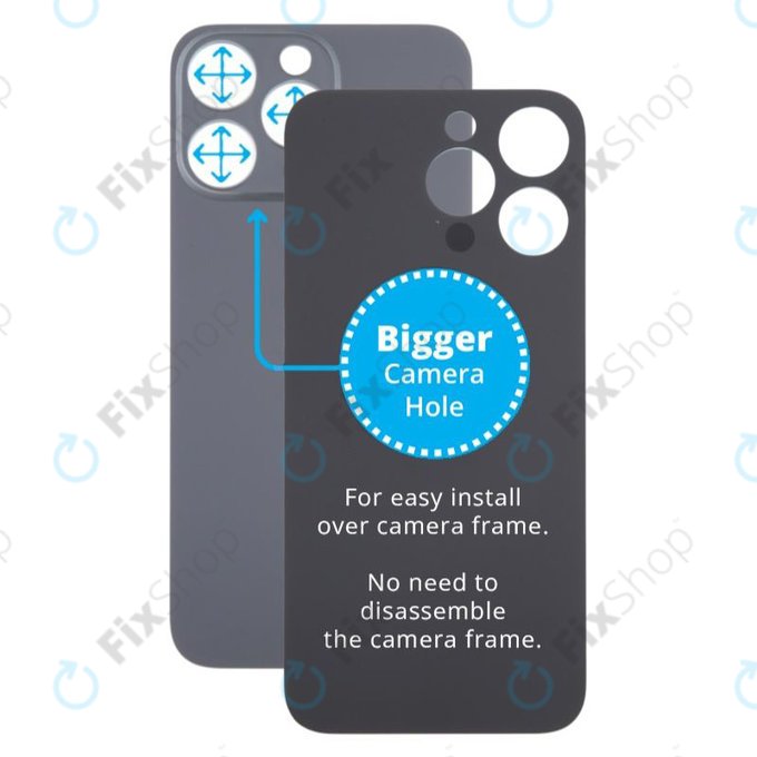 Apple iPhone 15 Pro Max - Steklo zadnjega ohišja s povečano luknjo za kamero (Black Titanium)