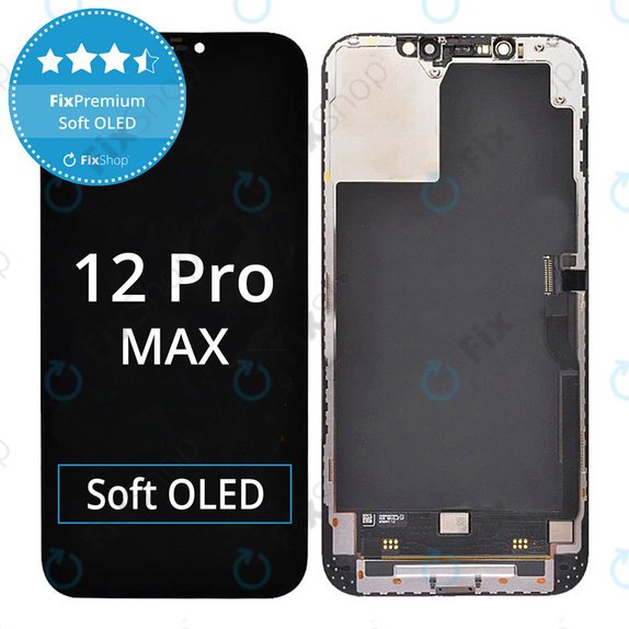 Zaslon Soft OLED za iPhone 12 Pro Max, Steklo na dotik z okvirjem, FixPremium