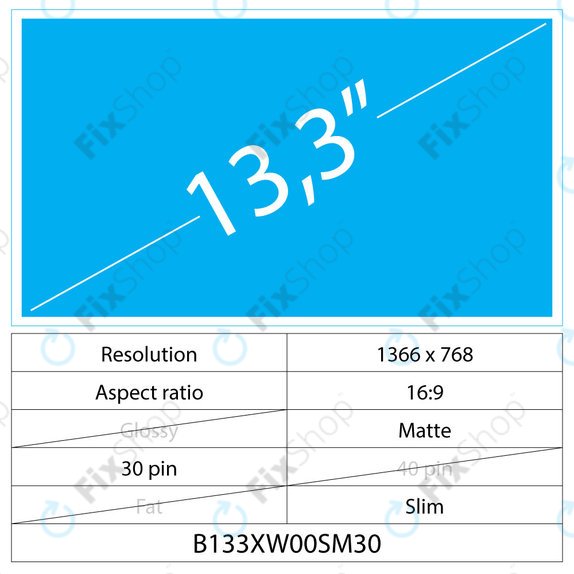 13.3 LCD Slim mat 30 pin HD