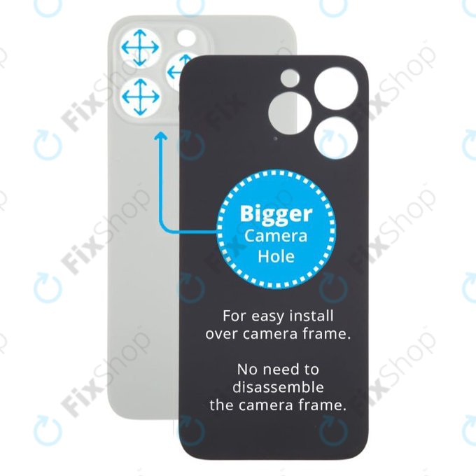 Apple iPhone 15 Pro Max - Steklo zadnjega ohišja s povečano luknjo za kamero (Natural Titanium)