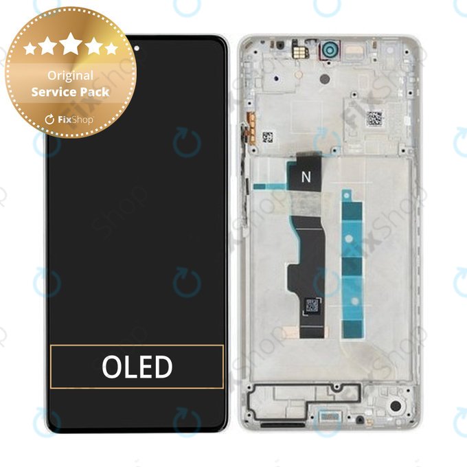 Xiaomi Redmi Note 13 5G 2312DRAABC - LCD zaslon + steklo na dotik + okvir (Arctic White) - 5600040N1700 Genuine Service Pack