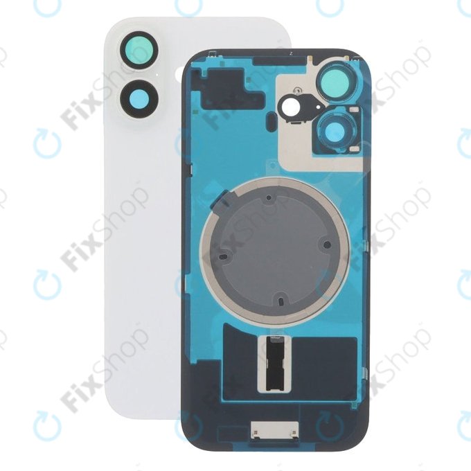 Apple iPhone 17 - Steklo zadnjega ohišja + Leča kamere + Kovinska plošča + Magsafe magnet (White)
