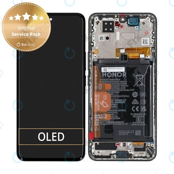 Honor 200 - LCD zaslon + steklo na dotik + okvir + baterija (Black) - 0235AKHV Genuine Service Pack