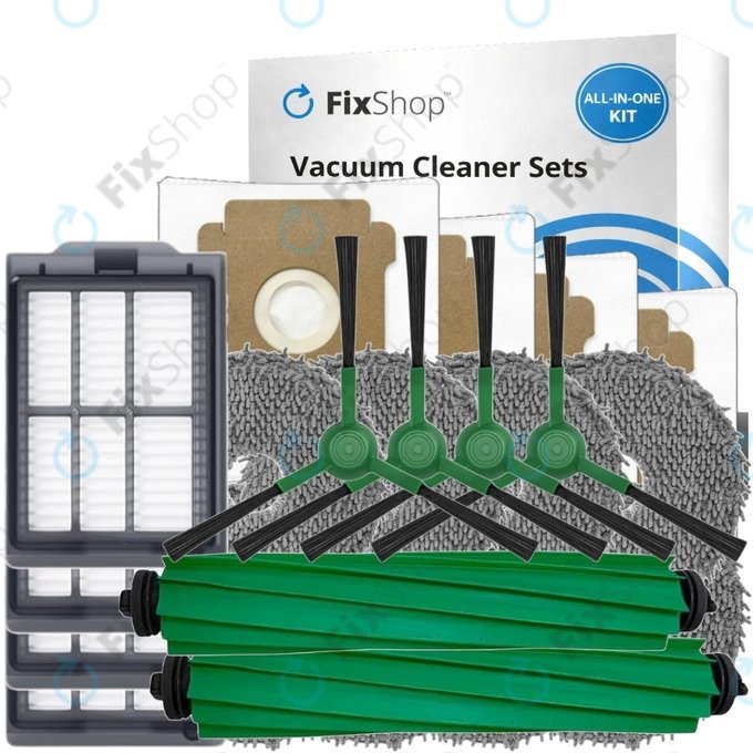 Komplet nadomestnih delov za iRobot Roomba Plus 405 Combo, 505 Combo (2x Glavna krtača, 4x Filter, 4x Stranska krtača, 8x Krpa za brisanje, 4x Vrečka za prah)