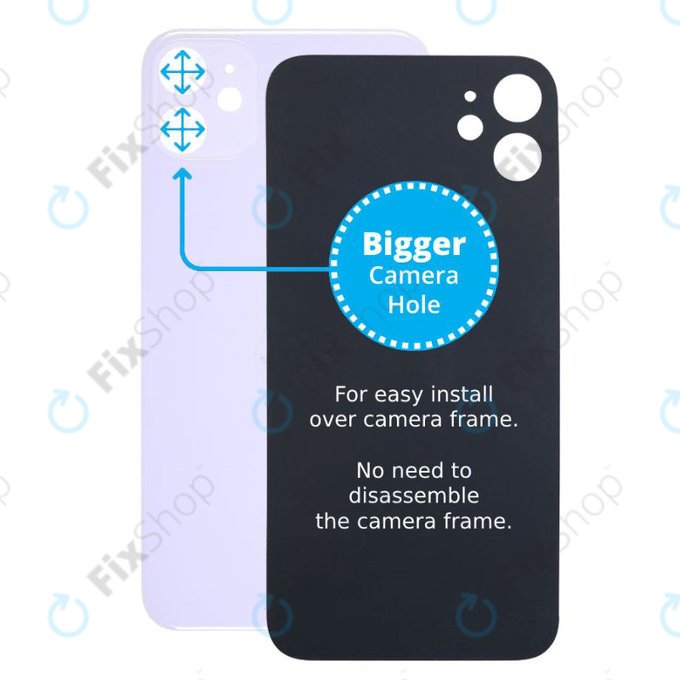 Apple iPhone 11 - Steklo zadnjega ohišja s povečano odprtino za kamero (Purple)